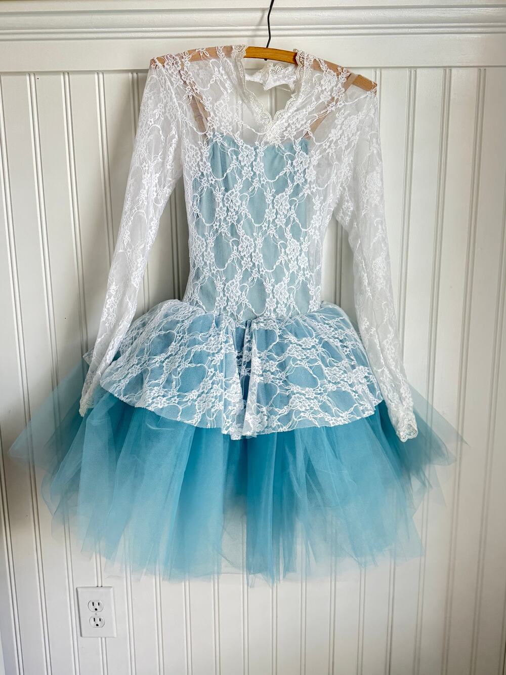 Revolution Dance Costume Blue Tulle White Lace Princess Fairy size Small Adult